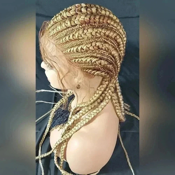 Braided wigs 100% handmade, long braids, blond wig stunning feeding cornrows,NWT - Picture 8 of 16